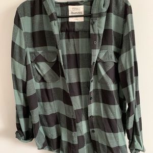 Olive green/ black flannel
